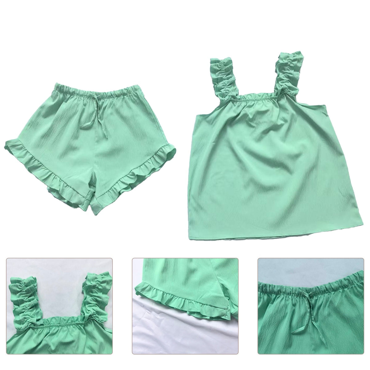 Customized Embroidered Tank Top Pajama Set