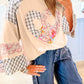 Floral Peace Heart Graphic Wide Sleeve Top