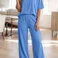 Solid Cover Oversize Tee Pocketed Casual Pants 2pcs Outfit
