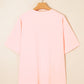 Light Pink Eyelet Lace Star Applique Plus Size T Shirt