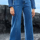 Plain Seam Detail Flared Bottom Ankle Length Jeans