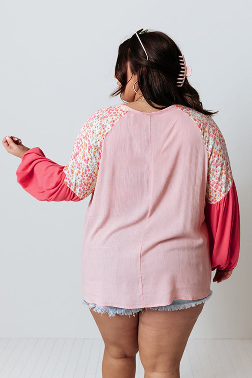 Plus Size Floral Patchwork Blouse