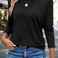 Asymmetric Seam Detail Solid Color Long Sleeve Top