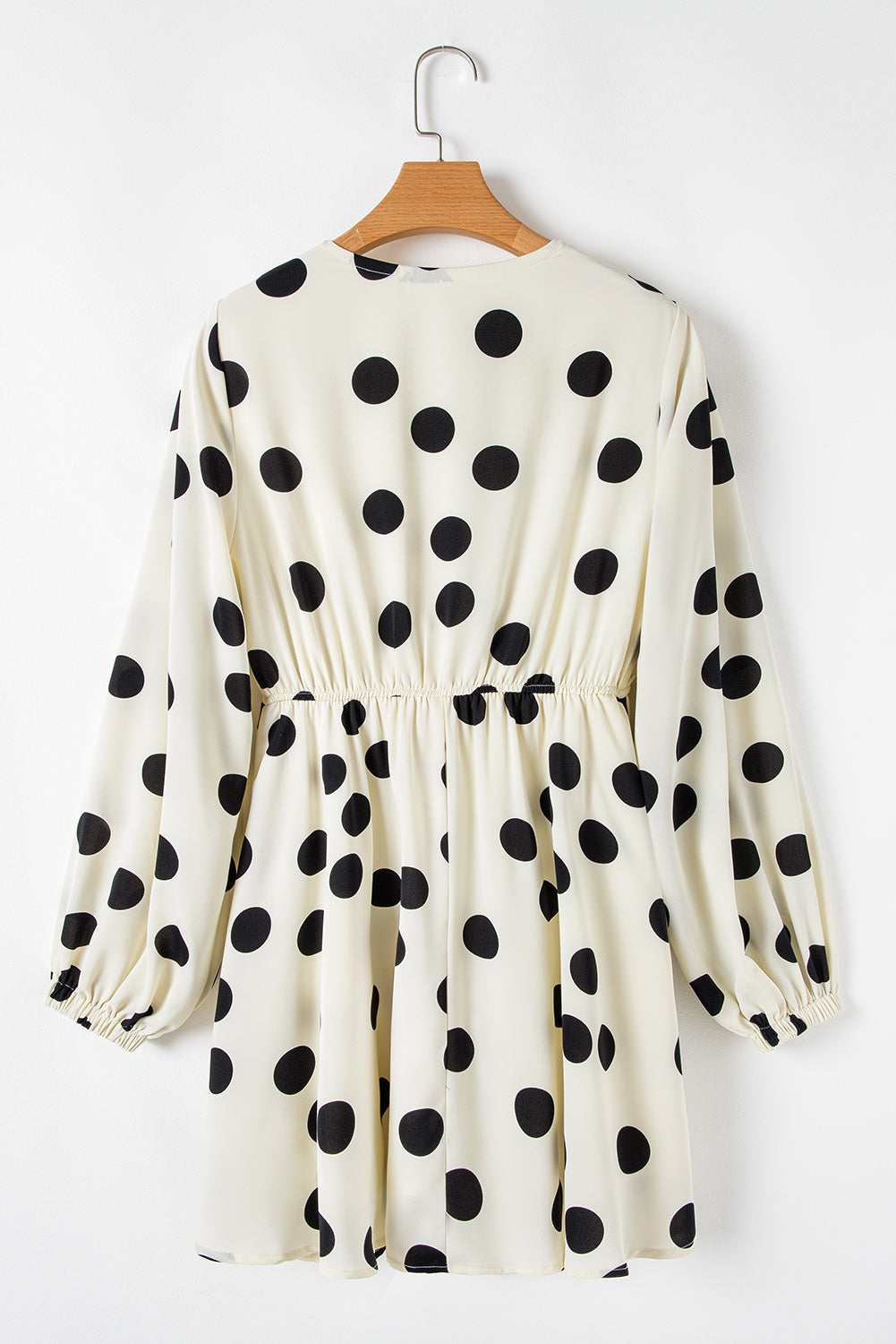 Polka Dot Printed Surplice V Neck Puff Sleeve Mini Dress