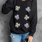 Shimmering Bow Patched Pattern Game Day Sweatshirt