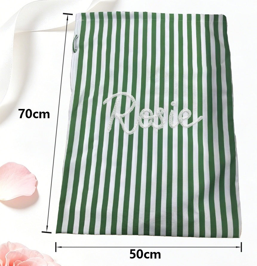 Custom Name Striped Christmas Gift Bag