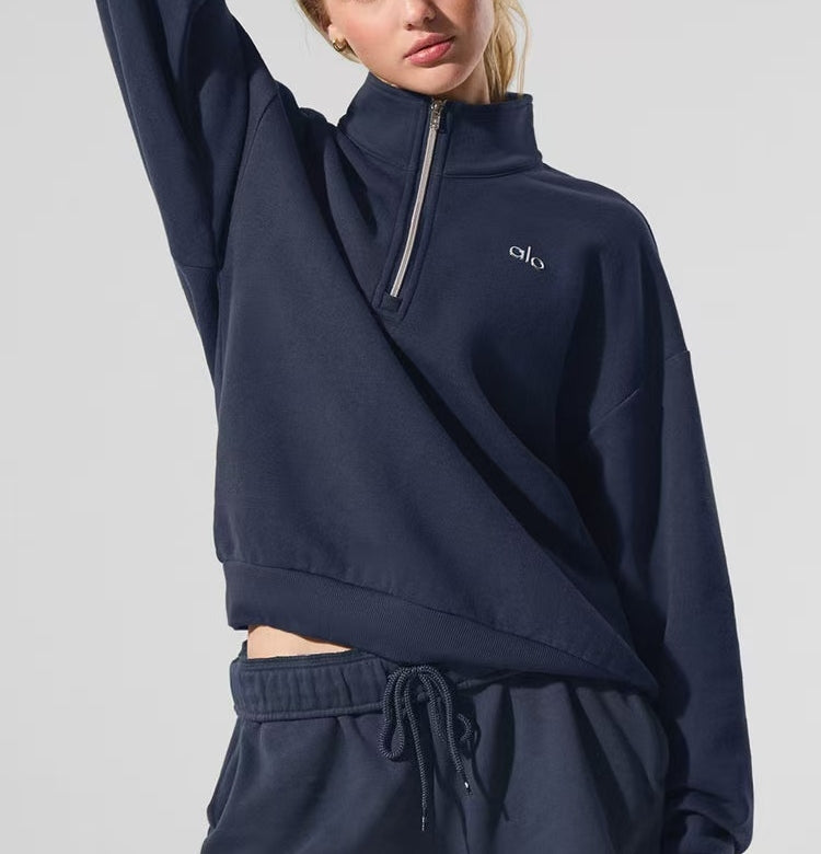 Women's Half-Zip Pullover & Shorts Lounge Set