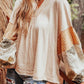 (Pre order 10.15)Patchwork Puff Sleeve V Neck Blouse