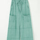 Mineral Wash Exposed Seam Drawstring High Waist Wide Leg Cargo Pants