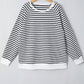 Stripe Raglan Sleeve Side Slits Loose Sweatshirt