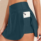 Solid Pocketed Crossover High Waist Swim Skort
