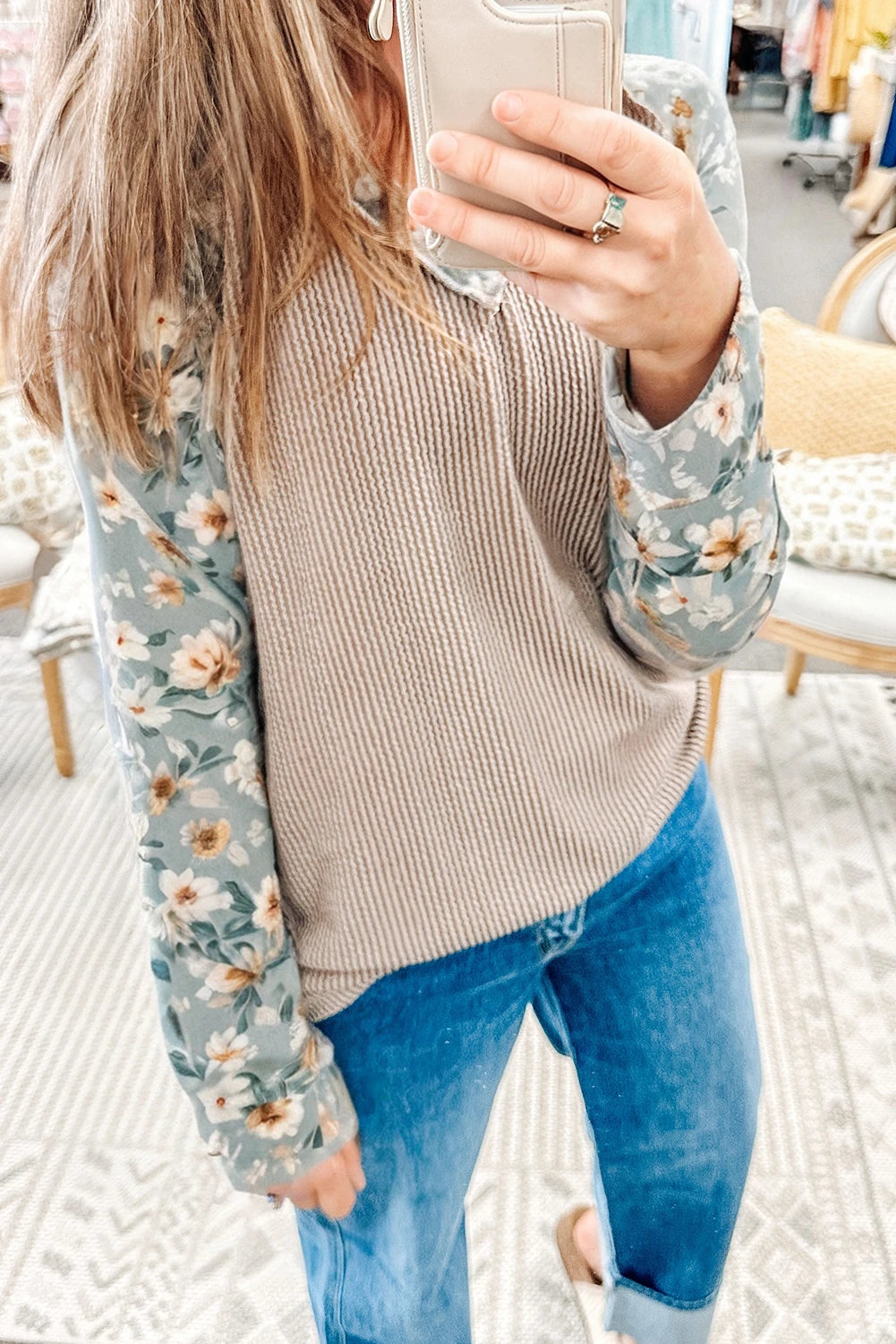 Contrast Patchwork Long Sleeve Top