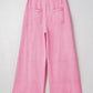 Mineral Wash Exposed Seam Drawstring High Waist Wide Leg Cargo Pants