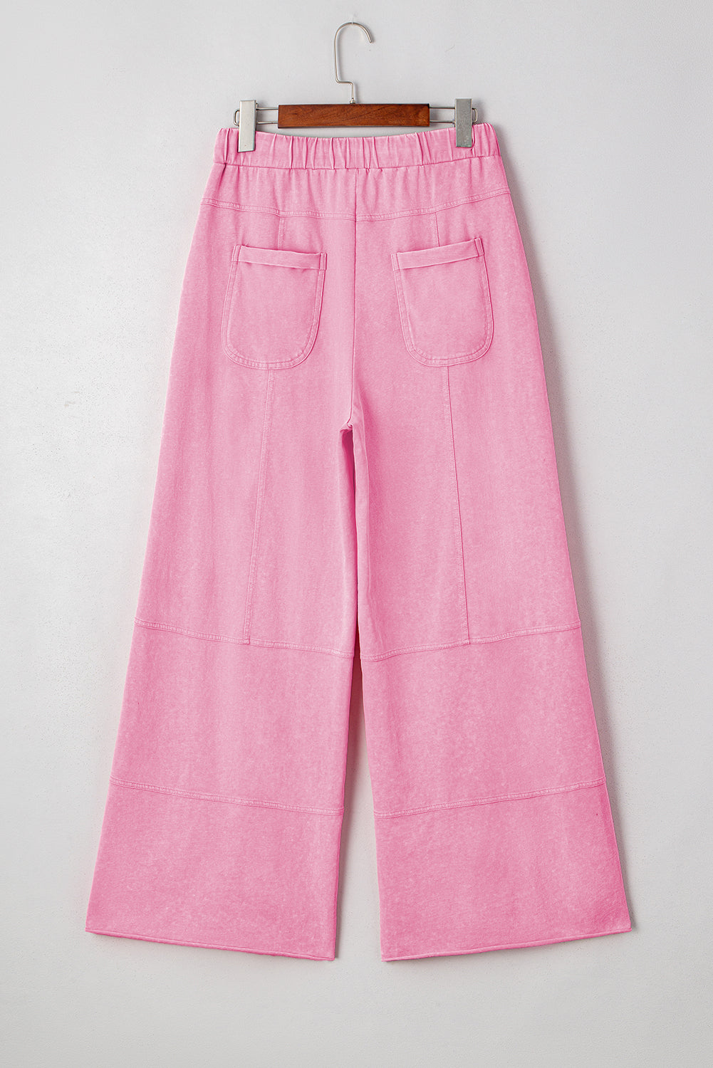 Mineral Wash Exposed Seam Drawstring High Waist Wide Leg Cargo Pants
