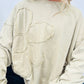 Stitching Flower Pattern Round Neck Plus Size Top