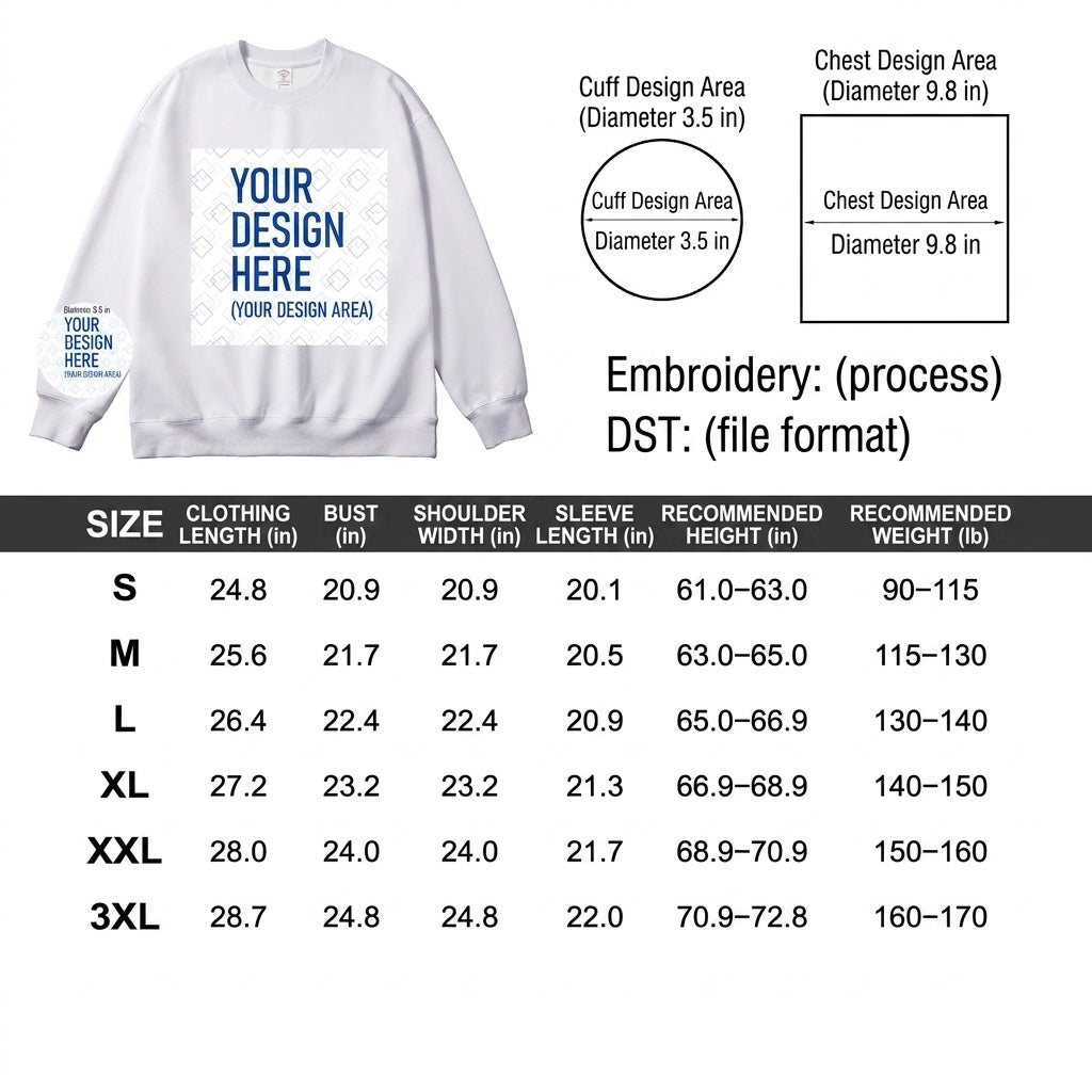 Custom Embroidered Text Crewneck Sweatshirt Round Neck Hoodie
