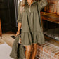 Quarter Zip Collar Bracelet Sleeve Textured Mini Dress