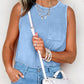 Mineral Wash Patched Chest Pocket Casual Tank Top