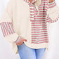 Stripe Stitched Detail Color Block Patchwork Oversized Pullover Top