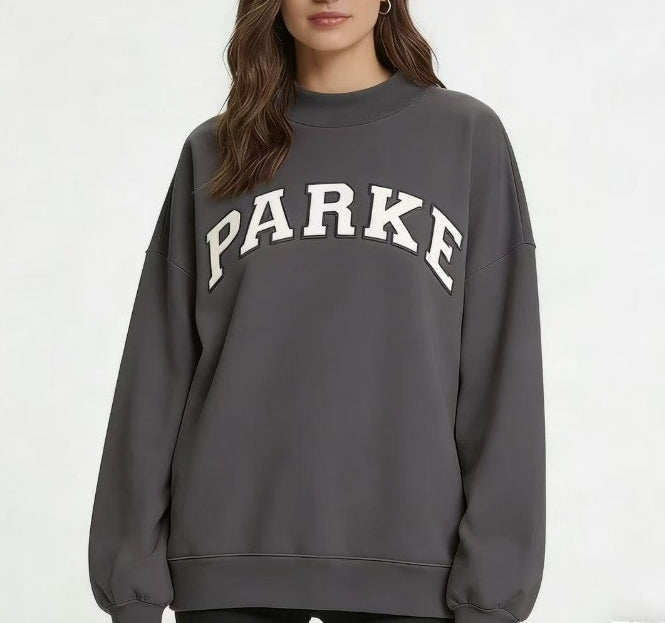 Grey Varsity MockNeck Sweatshirt