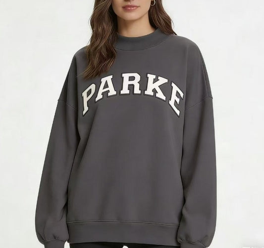 Grey Varsity MockNeck Sweatshirt