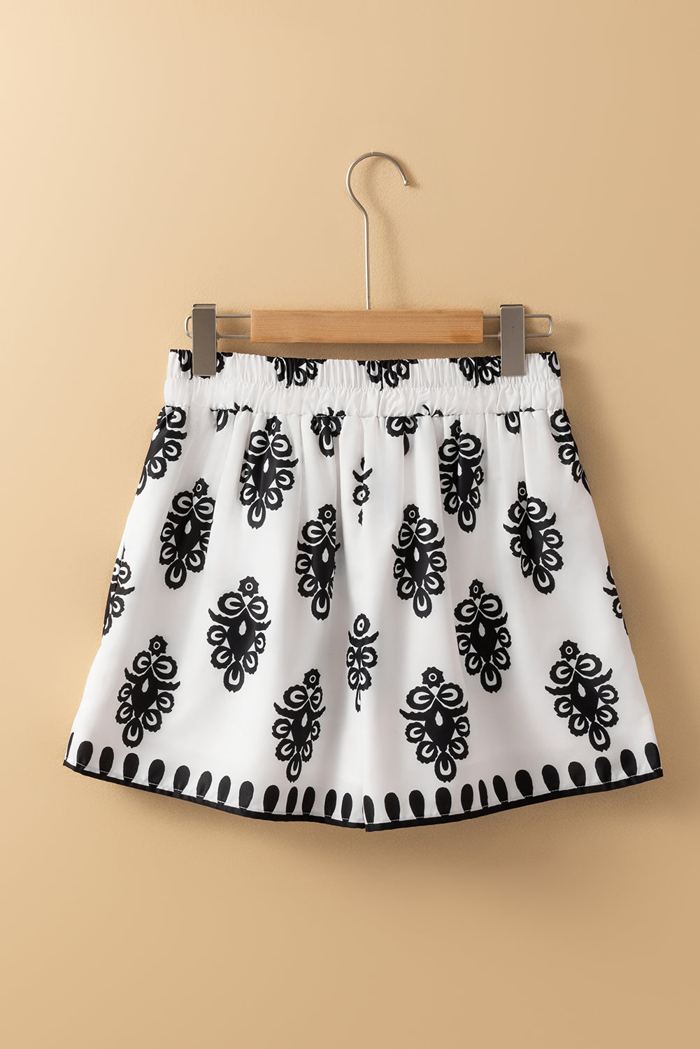 Tribal Geometric Print Belted High Waist Casual Shorts
