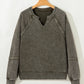 Notched Neck Mineral Wash Baggy Sweatshirt