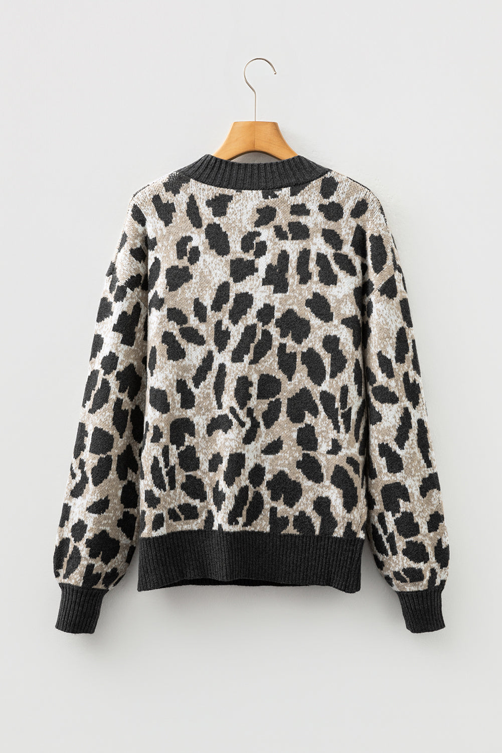 Leopard Drop Shoulder Baggy Sweater