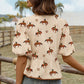 Cowboy Print Puff Sleeve Bowknot Peplum Blouse