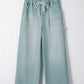 Wash Drawstring Wide Leg Jeans