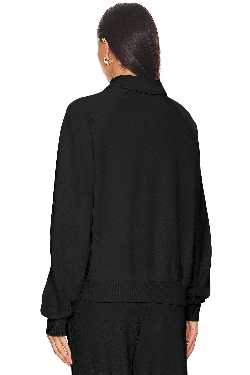 Solid Collared Sweatshirt and High Waist Pants Active Set