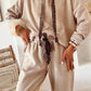 Hoodie and High Waist Pants Corduroy Suit