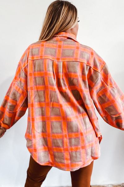 (Pre order/9.25)-Plaid Pockets Buttoned Oversized Jacket