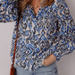 Bohemian Print Embroidered V Neckline Detail Long Sleeve Shirt