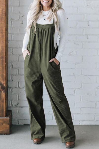 Corduroy Pocketed Wide Leg Overall