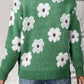 Floral Pattern Half Zip Collar Sweater