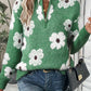 Floral Pattern Half Zip Collar Sweater