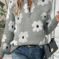 Floral Pattern Half Zip Collar Sweater