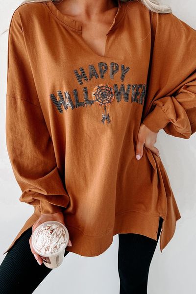 Sequin Happy Halloween Loose Top