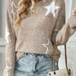 Star Pattern Drop Shoulder Sweater