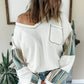 Striped Patchwork Waffle Knit Top