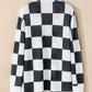 Checkered Waffle Open Front Cardigan