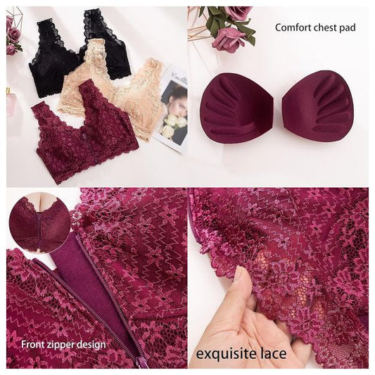 Front Zipper Lace Bra