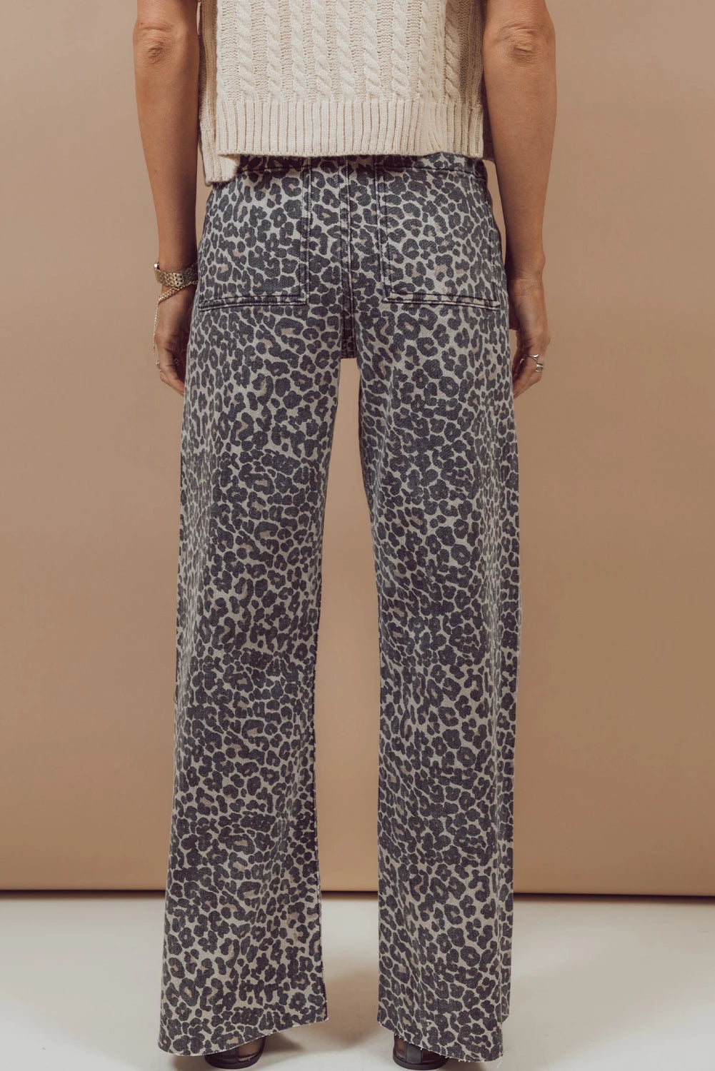 Print Wide Leg High Waist Jeans