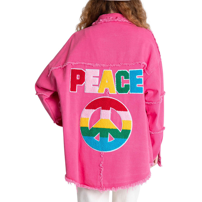 Peace Patch Raw Edge Denim Jacket