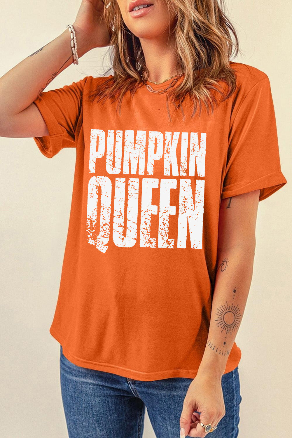 PUMPKIN QUEEN Graphic Crew Neck Tee