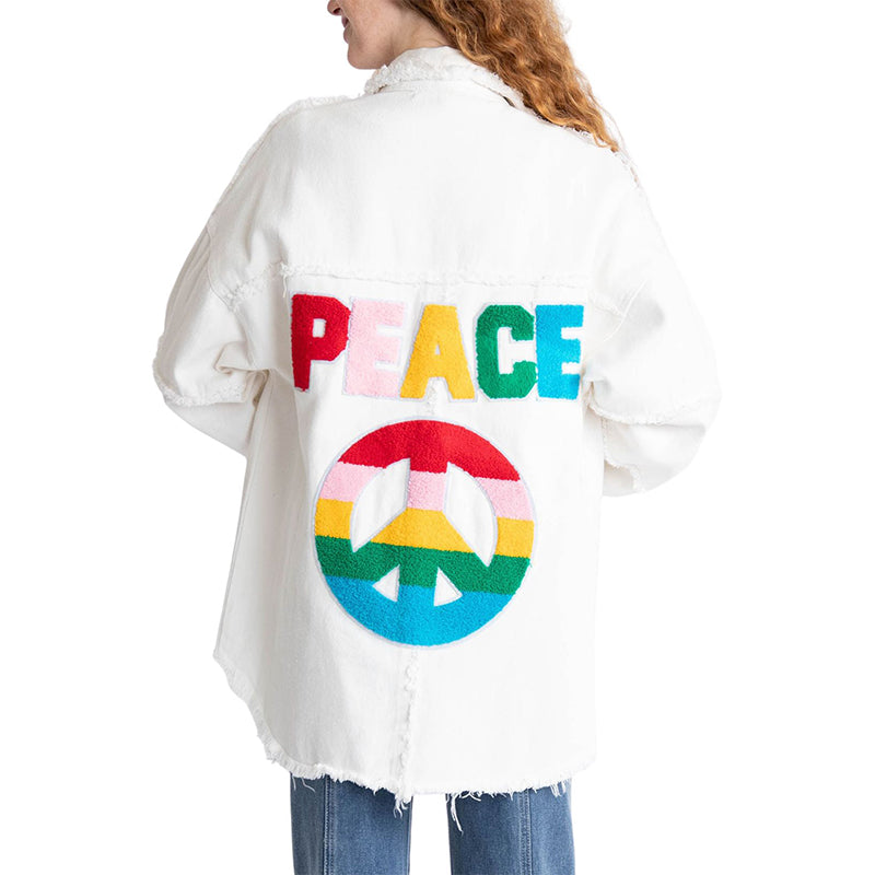 Peace Patch Raw Edge Denim Jacket