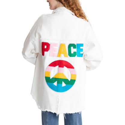 Peace Patch Raw Edge Denim Jacket