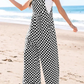 Black Checkered Print Pocketed Wide Leg Jumpsuit