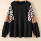 Plus Size Leopard Sequin Patchwork Top